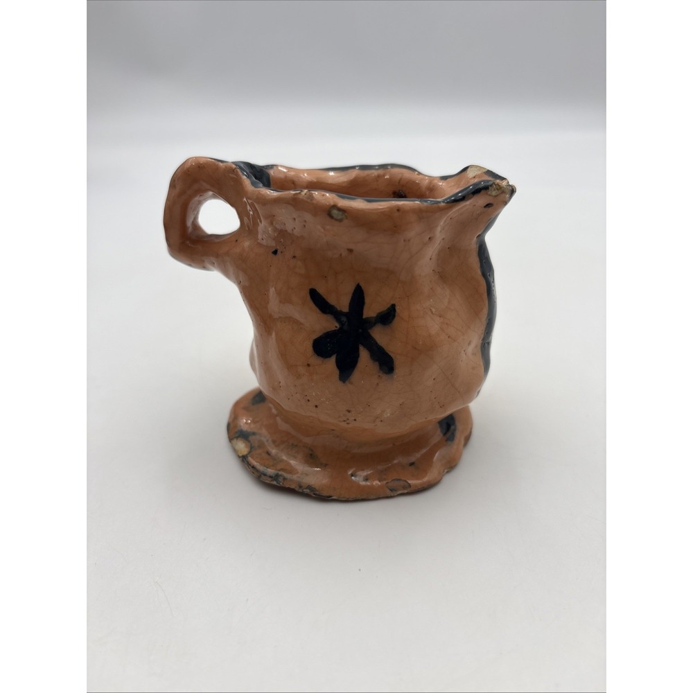 Vintage Handmade Studio Pottery Terracotta Mini Pitcher Jug Signed Glazed 4"